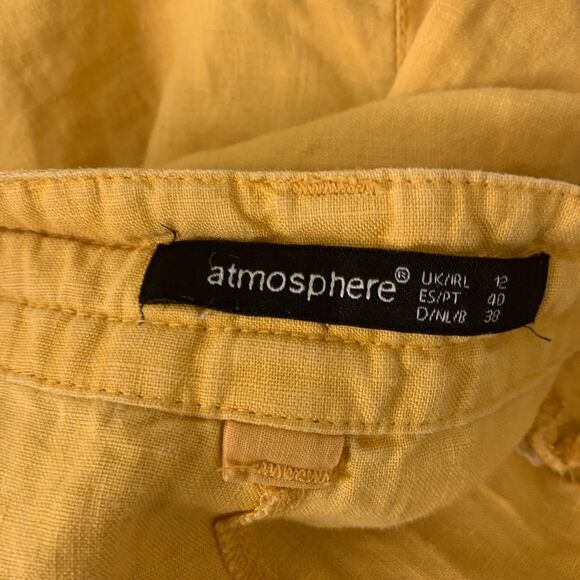 Atmosphere yellow 100% linen shorts UK size 12 - Picture 7 of 8